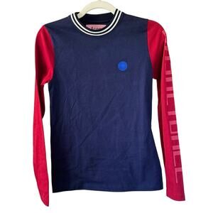 NWT Acne Studios Navy Red “Basketball” Long Sleeve T Shirt -XXS fits XS-S Cotton